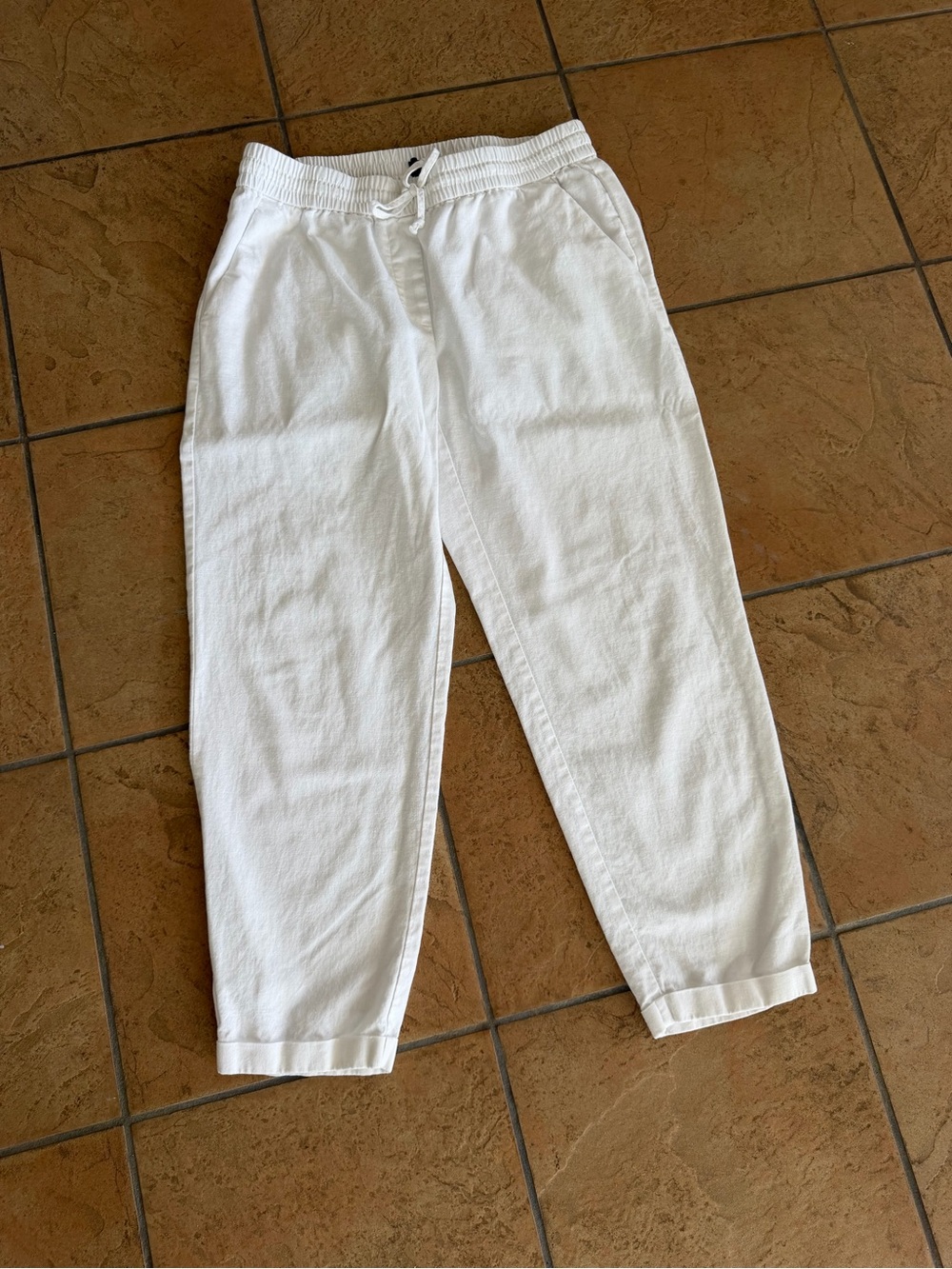 J. Crew White Drawstring Cropped Jogger Pants